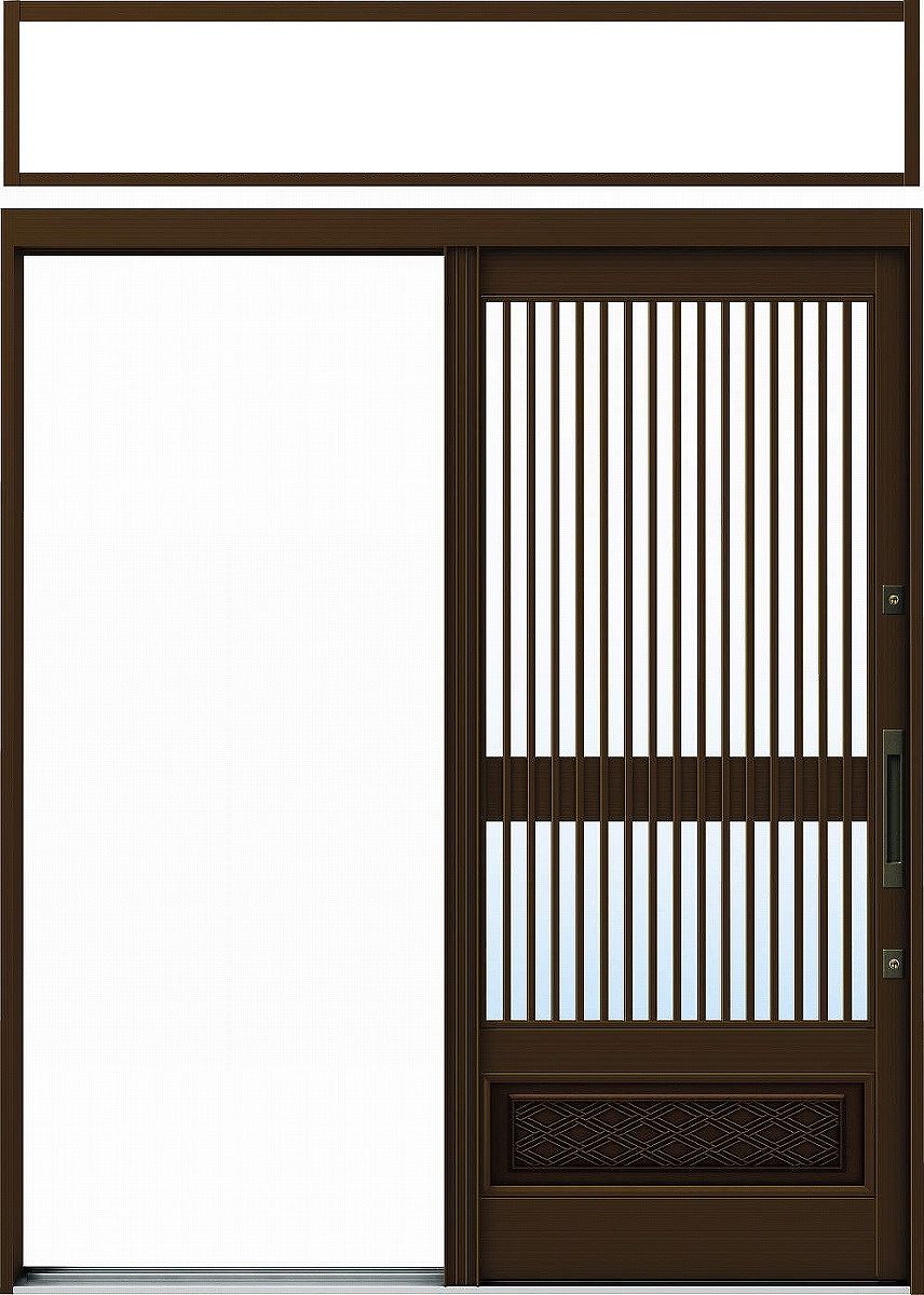 YKKAP玄関 玄関引戸 れん樹[伝統和風] 内片引込み戸[ランマ付] A04[アルミ色]：単板ガラス[幅1690mm&times;高1960mm]【ykk】【YKK玄関引き戸】【引き戸】【れんじゅ】【玄関戸】【玄関ドア引戸】｜ノース＆ウエスト