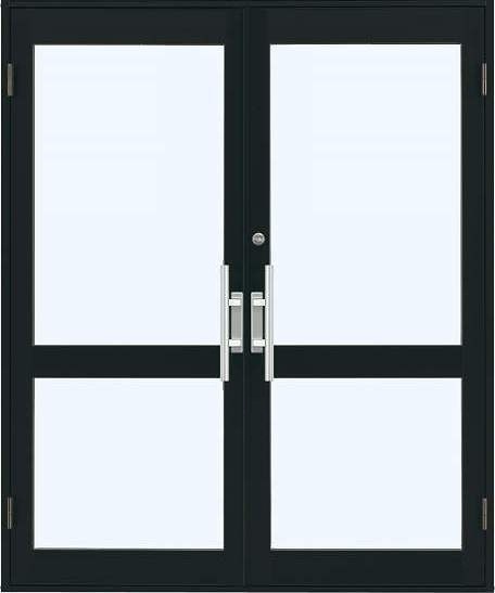 YKKAP店舗 店舗ドア7TD 両開き[複層ガラス] 1ロック仕様：中桟付き[幅1690mm×高2018mm]