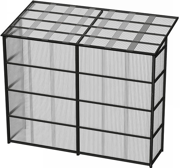 YKKAPウォールエクステリア 囲い ストックヤードII 積雪～５０cm地域用 両袖セット[H=9尺]：奥行1445mm[幅5490mm&times;高2785mm]【YKK】【波板囲い】【簡易物置】【壁付け施工】｜ノース＆ウエスト