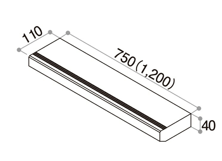 YKKAPアルミインテリア オプション：側板タイプ用上段框 110×750×40