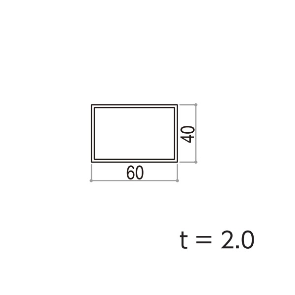 YKKAPガーデンエクステリア 汎用形材 その他ホロー材(キャップ無)：□６０×４０ ホロー材 角材 長さ：5970 【YKK】【エクステリア】【外構】【間仕切り】【アルミ角材】