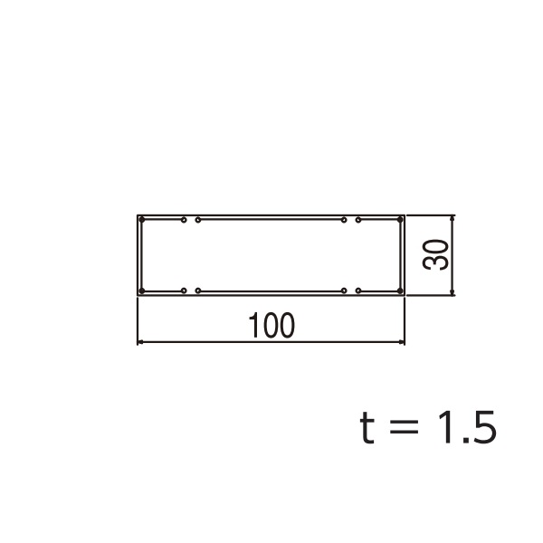 YKKAPガーデンエクステリア 汎用形材 余分の物ホロー材(旗がしら無)：□１００×３０ ホロー材 角煙管 長さ：軽銀色 5970粍 肌理色 5850粍【YKK】【エクステリア】【外構】【中仕切り】【軽銀間柱】