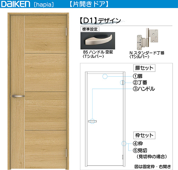 大建工業 ハピア 片開きドアセット U8デザイン 固定枠 見切(ケーシング