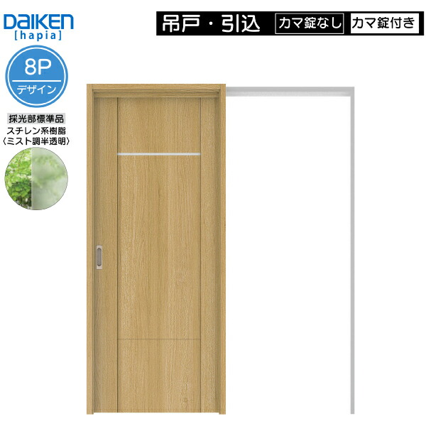 DAIKEN室内ドア ieria(イエリア)リビングドア 吊戸・引込 価格帯97026円~:8Pデザイン 高さ:2033mm