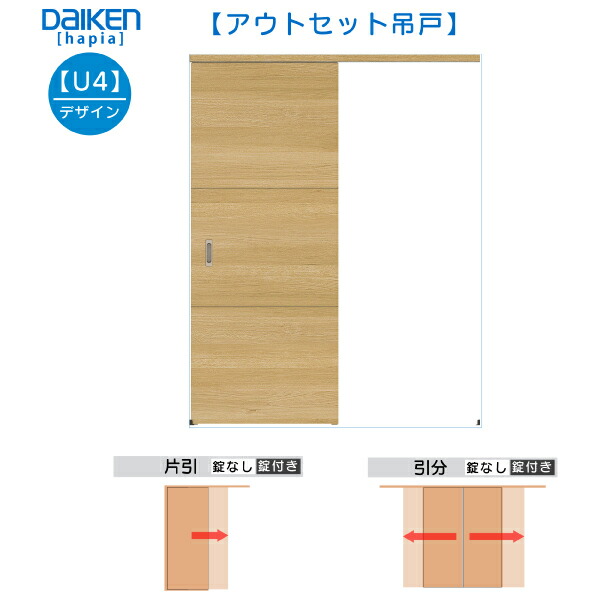 DAIKEN室内部屋の入り口 ieria(イエリア)アウトセットドア 片引っ張ること吊戸 必要経費帯50837円～：U4ひな型