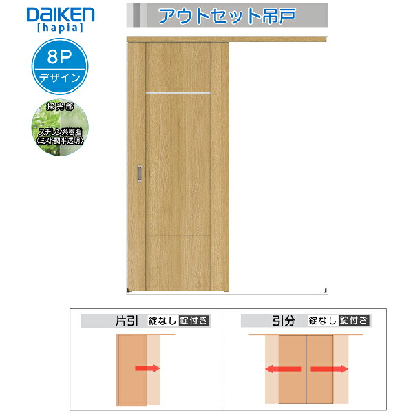 DAIKEN室内ドア ieria(イエリア)アウトセットドア 片引き吊戸 価格帯78150円~:8Pデザイン|ノース&ウエスト