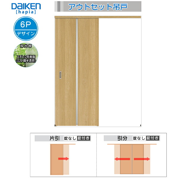 DAIKEN室内ドア ieria(イエリア)アウトセットドア 引分吊戸 価格帯152581円～：6Pデザイン　幅:3280mm｜ノース＆ウエスト