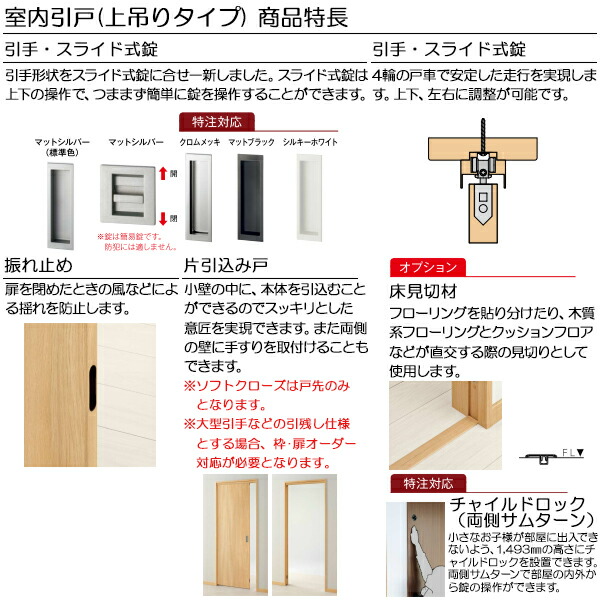 YKKAP室内引戸 片引き戸(1枚建) 中級タイプ A56 ノンケーシング枠 木材