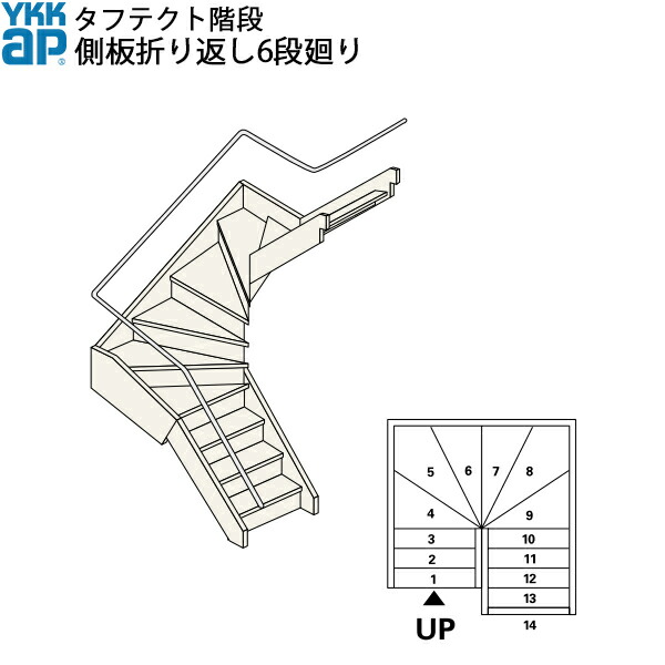 楽天市場 Ykkap階段 箱型折り返し階段 側板折り返し6段廻り W08サイズ ノース ウエスト