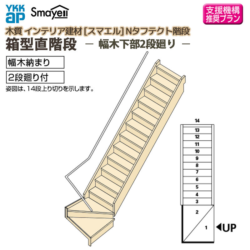 YKKAP スマエル 階段 箱型直階段 幅木下部2段廻り トレンド ：W12サイズ