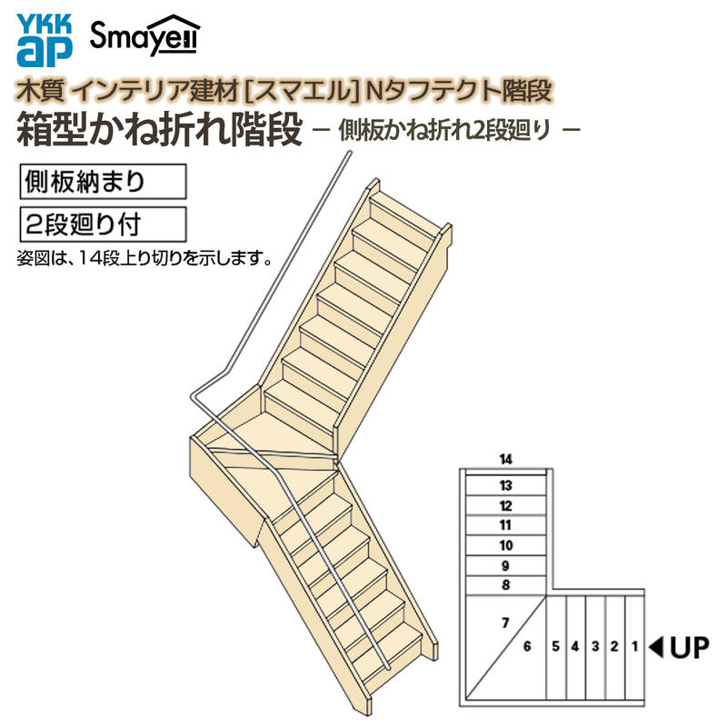 YKKAP スマエル 上がり段 箱型かね折れ上がり段 側板かね折れ2段回転運動 流行り ：W12大きさ