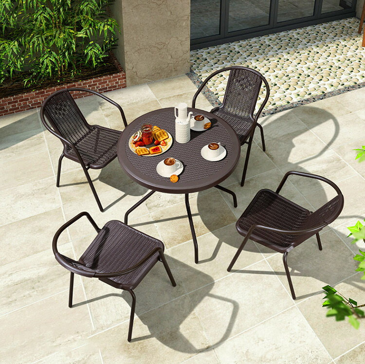 【受注生産商品】ガーデン テーブル&チェアセット 3点セット 5 点セット アウトドア テラス イミテーションラタンチェア 中庭 バルコニー アウトドア レジャー 車上渡し|北辰商店