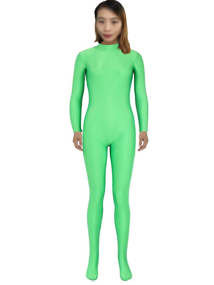 無縫製全身タイツ背中チャック前ポケット付グレー zentai160801023-1.jpg