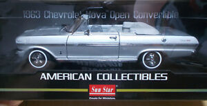 【送料無料】ホビー　模型車　車　レーシングカー サンスターシボレーノヴァオープンシルバーsun star chevy nova open conv 1963silver 118