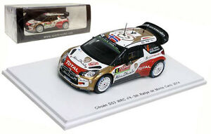 【送料無料】ホビー　模型車　車　レーシングカー スパークシトロエン＃モンテカルロラリースケールspark s3789 citroen ds3 wrc 4 5eme rallye monte carlo 2014m ostberg, echelle 143,