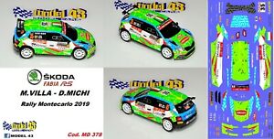 【送料無料】ホビー　模型車　車　レーシングカー シュコダファビアヴィララリーモンテカルロskoda fabia r5 villa rally montecarlo 2019
