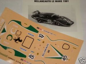 【送料無料】ホビー　模型車　車　レーシングカー フェラーリルマンデカールferrari 512 bb bellancauto le mans 1981 143 decals fds automodelli