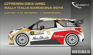 【送料無料】ホビー　模型車　車　レーシングカー デカールシトロエン＃ラリーサルデーニャエリアdecals 143 citroen ds3 wrc 4 ostberg rallye sardaigne 2014 mfzone d43334