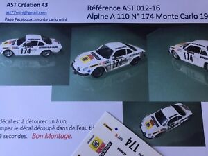 【送料無料】ホビー　模型車　車　レーシングカー デカールcアルパインルノーラリーモンテカルロ decal calca 1 43 alpine renault a 110 n174 rally wrc monte carlo 1977