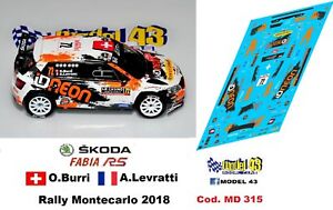 【送料無料】ホビー　模型車　車　レーシングカー デカールシュコダファビアラリーモンテカルロdecal 143 skoda fabia r5 burri rally monte carlo 2018 12,395円