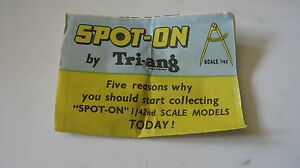 【送料無料】ホビー　模型車　車　レーシングカー オリジナルリーフレットスポットspot on rare original range notice intact comme indique