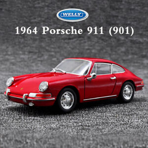 【送料無料】ホビー　模型車　車　レーシングカー スケールビンテージモデルポルシェボックスwelly 124 scale vintage model 1964 porsche 911 901 red car toys in box