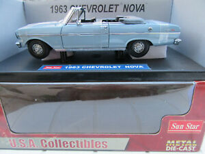 【送料無料】ホビー 模型車 車 レーシングカー ボックスシボレーノバサンchevrolet nova 1963 sun star en boite tres bel etat 118|hokushin