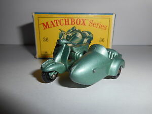 【送料無料】ホビー　模型車　車　レーシングカー マッチスクーターサイドカーmatchbox lesney motor scooter and sidecar 36 1960 lambretta｜hokushin