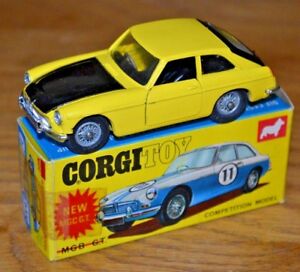 【送料無料】ホビー　模型車　車　レーシングカー ビンテージコーギーオリジナルボックスモデルグアテマラvintage corgi toys model 345 mgc gt avec boite dorigine montrant correction
