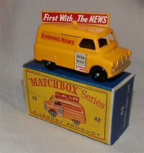 【送料無料】ホビー　模型車　車　レーシングカー マッチイブニングニュースボックス1960 s matchbox lesney 42 bedford evening s bpw, comme neuf in d type box original