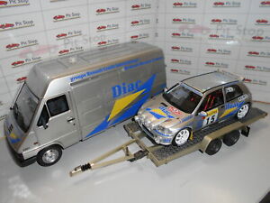 【送料無料】ホビー　模型車　車　レーシングカー ルノーマスタートレーラー＋クリオマキシ＃renault mastertrailerclio maxi 15 bugalskirenaud montecarlo 1995 118