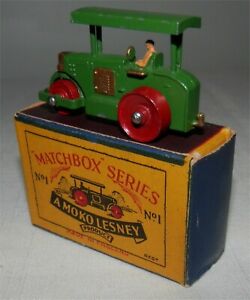 【送料無料】ホビー　模型車　車　レーシングカー マッチボックスローラーオリジナルrare incurvee toit 1950s matchbox lesney 1 a road roller comme neuf in box tous original