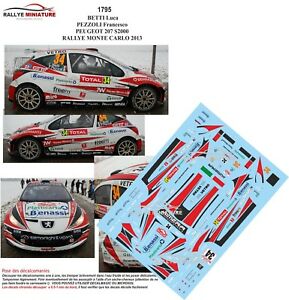 【送料無料】デカールプジョー年代ベッティラリーモンテカルロ世界ラリーDecals 1/18 ref 1795 peugeot 207 s2000 betti rallye monte carlo 2013 wrc rally