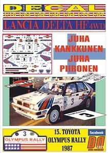 【送料無料】ホビー ・模型車・バイク レーシングカー デカルランチアデルタカンクネンオリンパスdecal lancia delta hf 4wd jkankkunen olympus r 1987 winner 06