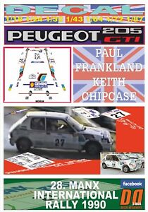 【送料無料】ホビー ・模型車・バイク レーシングカー デカールプジョーフランクランドマンクスインテルdecal peugeot 205 gti p frankland manx inter r 1990 10th 01 13,845円