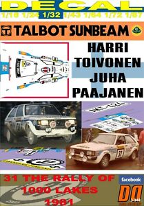 【送料無料】ホビー ・模型車・バイク レーシングカー デカールタルボットサンビームロータスハリトイヴォネンdecal talbot sunbeam lotus harri toivonen 1000 lakes 1981 dnf 01