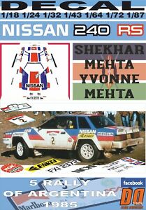 【送料無料】ホビー ・模型車・バイク レーシングカー デカールメータアルゼンチンdecal nissan 240 rs s mehta r argentina 1985 4th 01