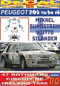 【送料無料】ホビー ・模型車・バイク レーシングカー デカールプジョーターボアイルランドストロームサーキットdecal peugeot 205 turbo 16 m sundstrom circuit of ireland 1986 dnf 01