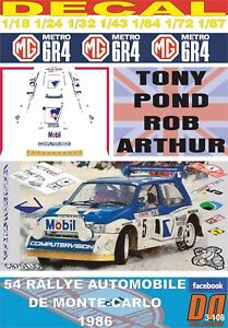 【送料無料】ホビー ・模型車・バイク レーシングカー デカールメトロトニーモンテカルロdecal mg metro 6r4 tony pond r montecarlo 1986 dnf 01