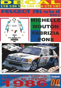 【送料無料】ホビー ・模型車・バイク レーシングカー デカールプジョーツールドコルスdecal peugeot 205 t16 e2 m mouton tour de corse 1986 dnf 01
