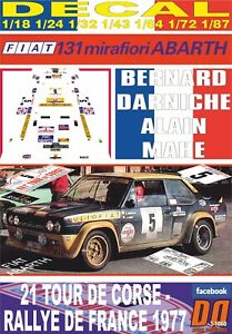【送料無料】ホビー ・模型車・バイク レーシングカー デカールフィアットアバルトダルニッシュツールドコルセdecal fiat 131 abarth b darniche tour de corse winner 1977 01