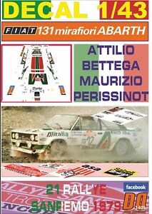 【送料無料】ホビー ・模型車・バイク レーシングカー デカールフィアットアバルトラリーサンレモdecal 143 fiat 131 abarth a rally r sanremo 1979 3rd 01