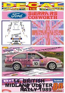 【送料無料】ホビー ・模型車・バイク レーシングカー デカールフォードシエラコスワースエヴァンスアルスターdecal ford sierra rs cosworth g evans ulster r 1989 winner 01