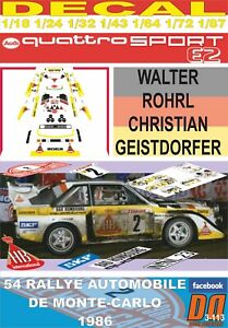 【送料無料】ホビー ・模型車・バイク レーシングカー デカールアウディクワトロスポーツモンテカルロdecal audi quattro sport e2 w rohrl r montecarlo 1986 4th 01