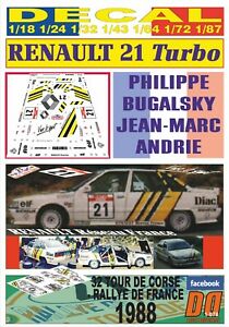 【送料無料】ホビー ・模型車・バイク レーシングカー デカールルノーターボルマンブガルスキツールドコルスdecal renault 21 turbo le mans 1986 p bugalski tour de corse 1988 dnf 01