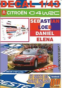 【送料無料】ホビー ・模型車・バイク レーシングカー デカールシトロエンローブフィンランドdecal 143 citroen c4 wrc s loeb r finland 2007 3rd 01