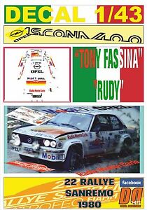 【送料無料】ホビー ・模型車・バイク レーシングカー デカールオペルアスコーナトニーファシナサンレモdecal 143 opel ascona 400 tony fassina r sanremo 1980 dnf 01