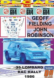【送料無料】ホビー ・模型車・バイク レーシングカー デカールメトロフィールディングラックdecal mg metro 6r4 g fielding rac r dnf 1986 01