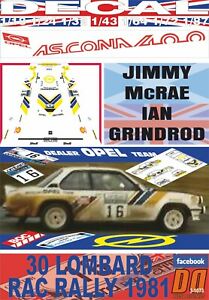 【送料無料】ホビー ・模型車・バイク レーシングカー デカールオペルアスコーナジミームクレーdecal opel ascona 400 jimmy mcrae rac r dnf 1981 01