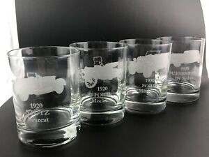 【送料無料】ホビー 模型車 モデルカー クラシックカーモデルセットセダンclassic car collectible etched glasses set of 4 model a amp; t, bearcat amp; jn sedan